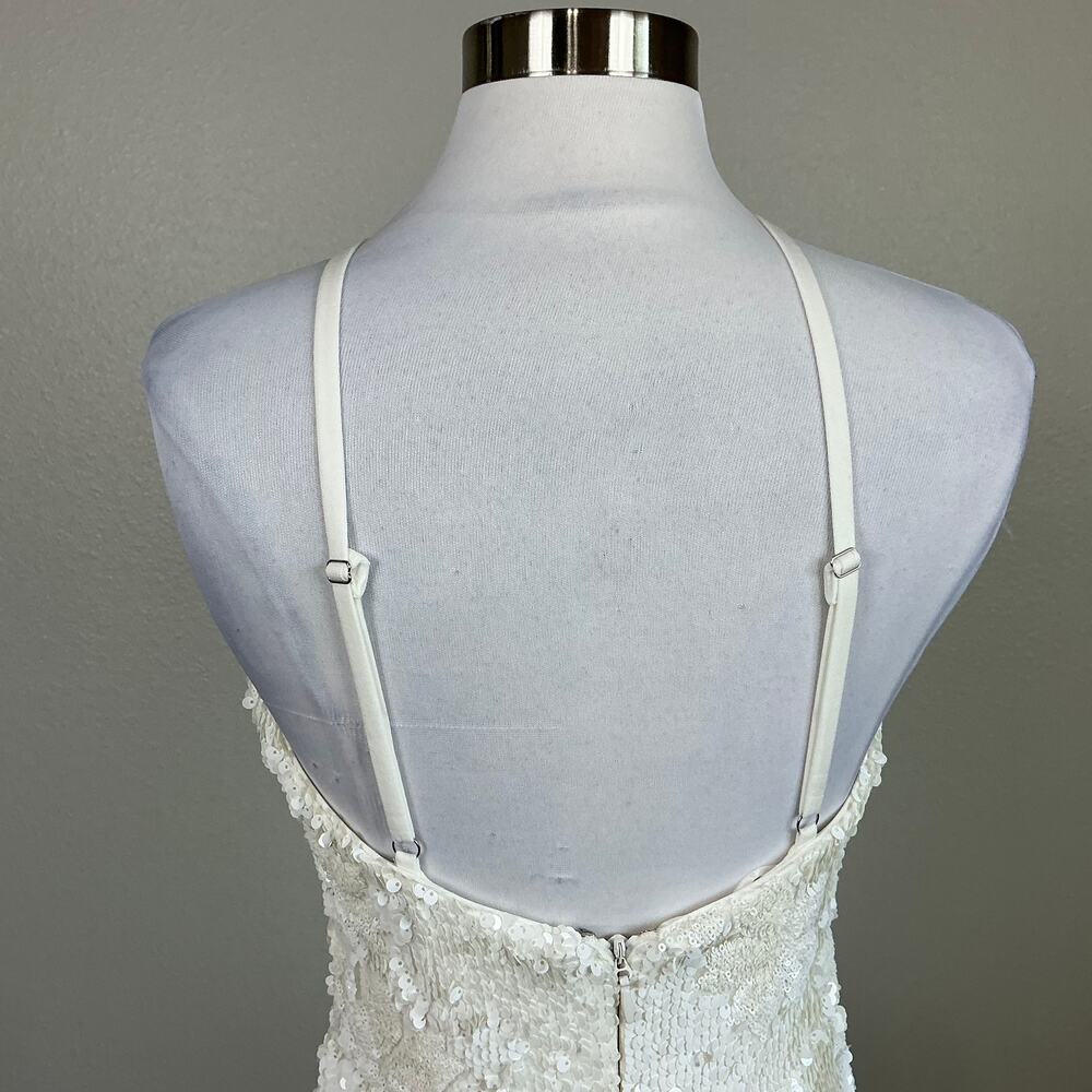 Dress the Population Sequined Halter Mini Sheath Cocktail Dress White Size Small - Picture 10 of 12